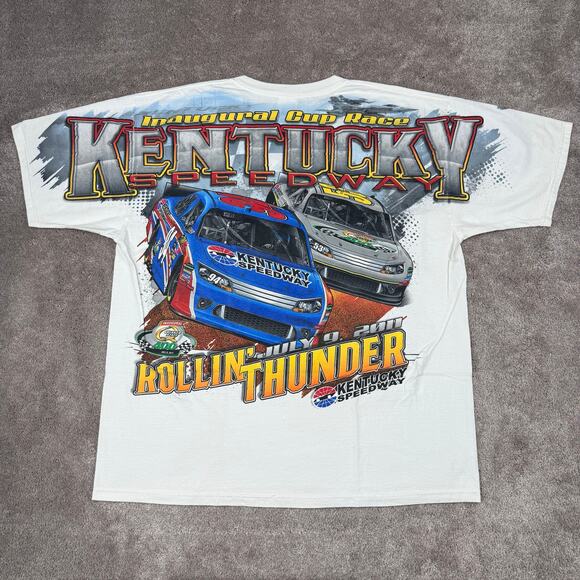 Vtg 2011 Kentucky Speedway Inaugural Race Horsepower AOP T-Shirt Size XXL - Picture 3 of 4